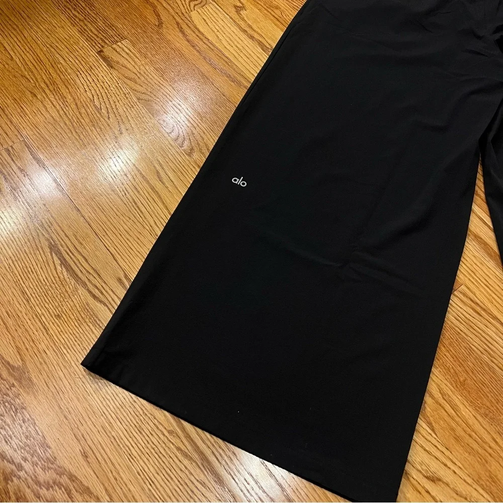 ALO Yoga High Waist Dreamscape Wide Leg Trouser Pants Black Size Large